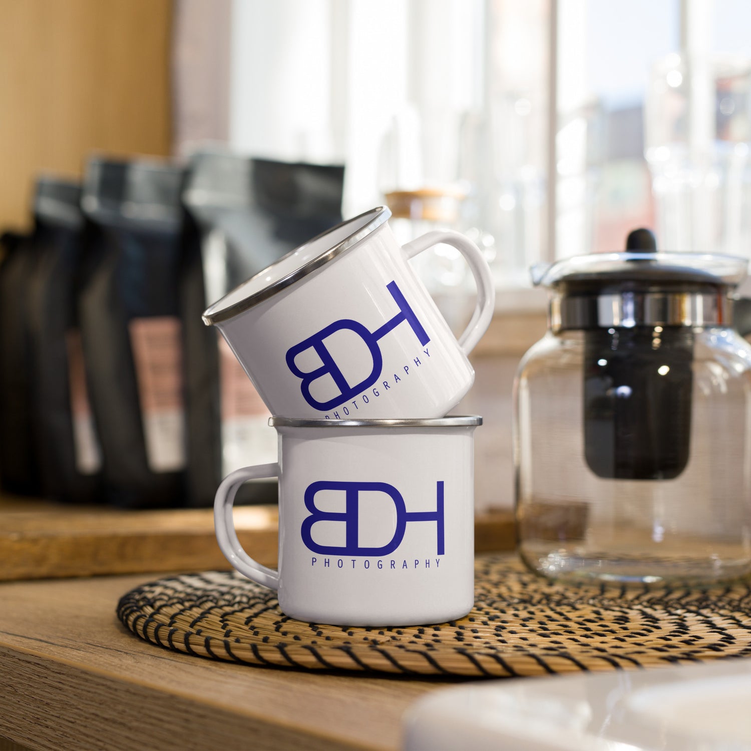 BDH Photography enamel mug — photography gift and merch