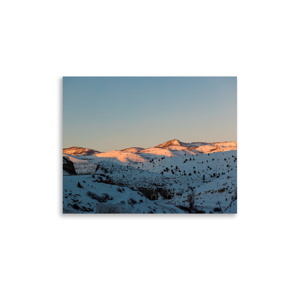 Alpenglow on snowy mountain peak fine art photography print — BDH Photography