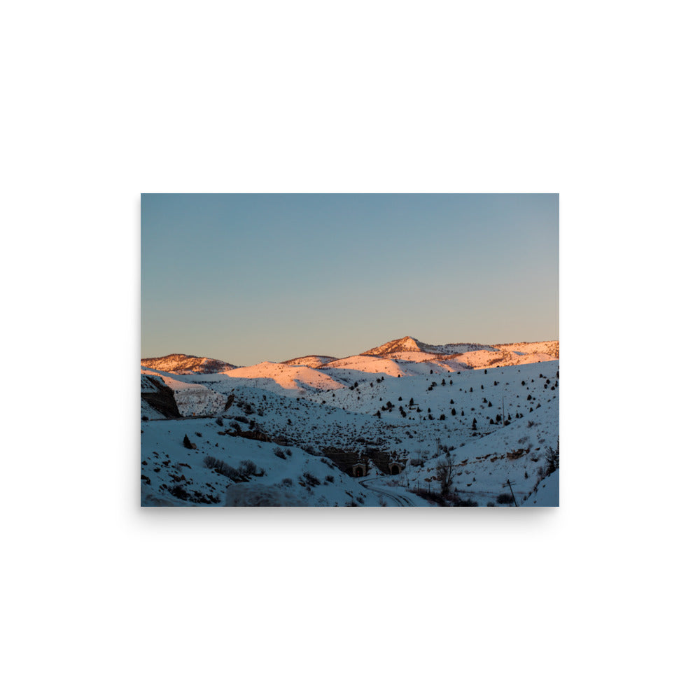Alpenglow on snowy mountain peak fine art photography print — BDH Photography