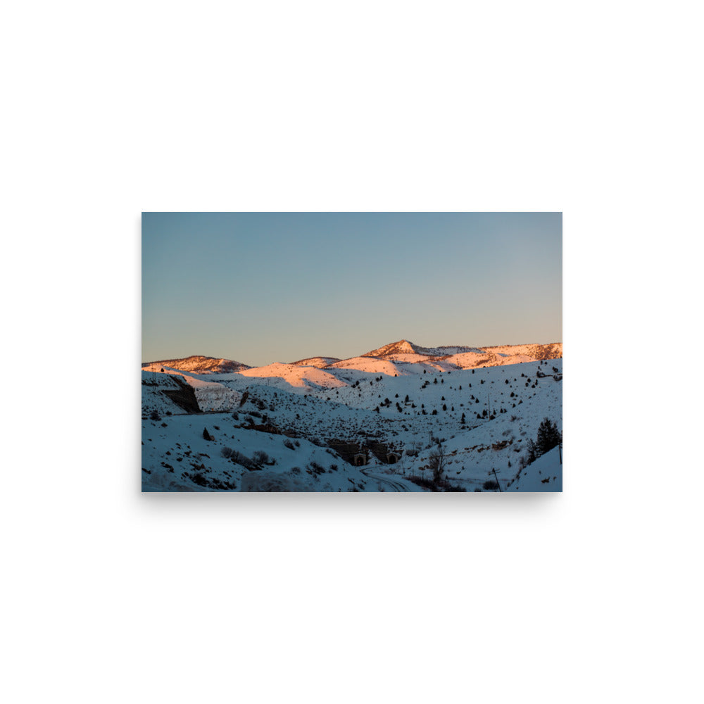 Alpenglow on snowy mountain peak fine art photography print — BDH Photography