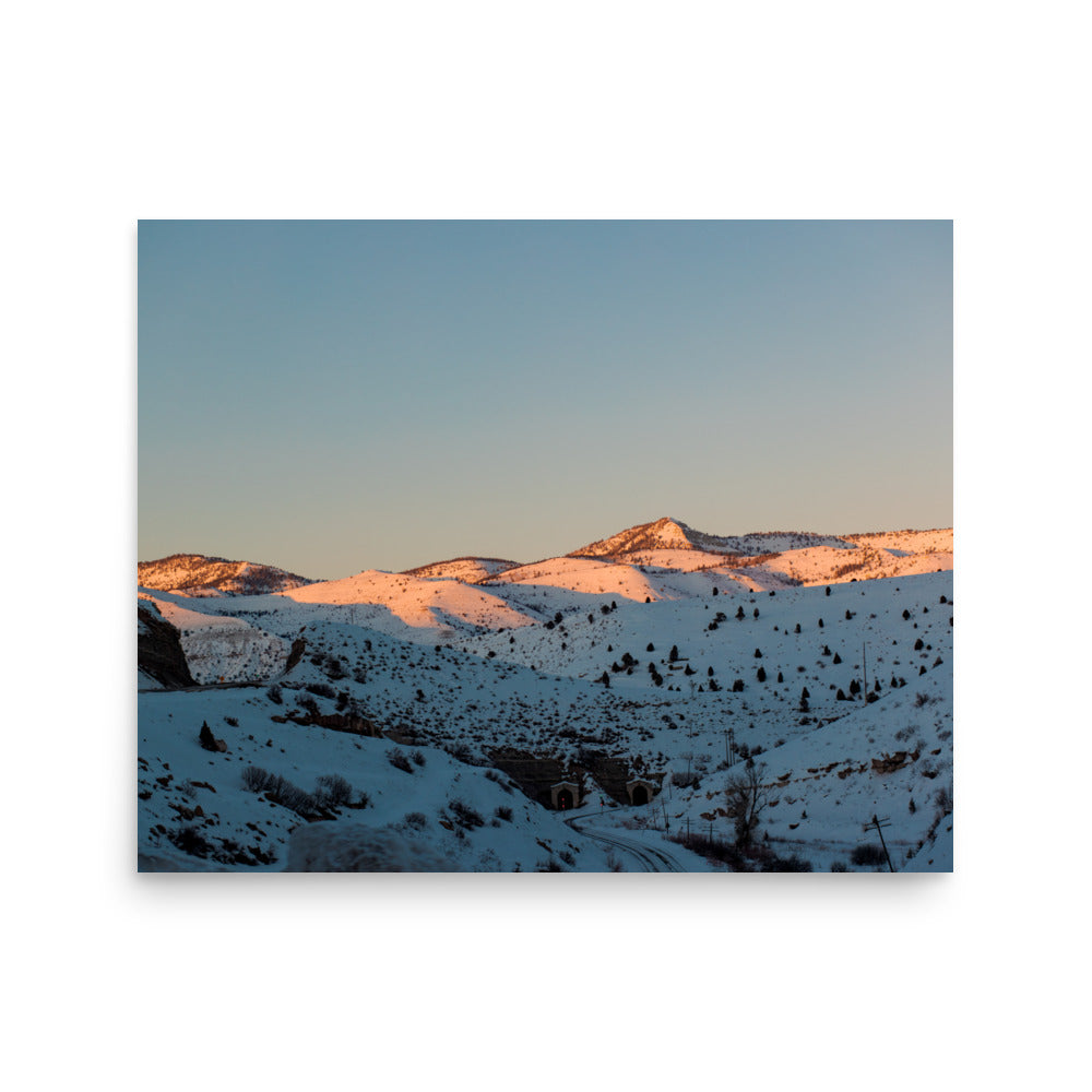Alpenglow on snowy mountain peak fine art photography print — BDH Photography