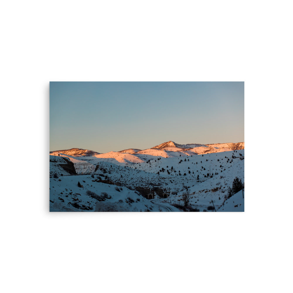 Alpenglow on snowy mountain peak fine art photography print — BDH Photography