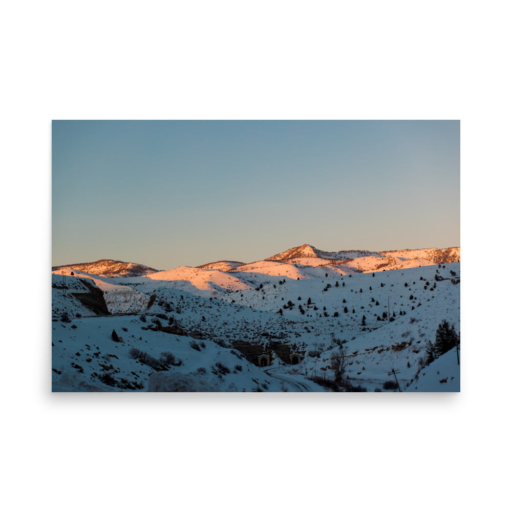 Alpenglow on snowy mountain peak fine art photography print — BDH Photography
