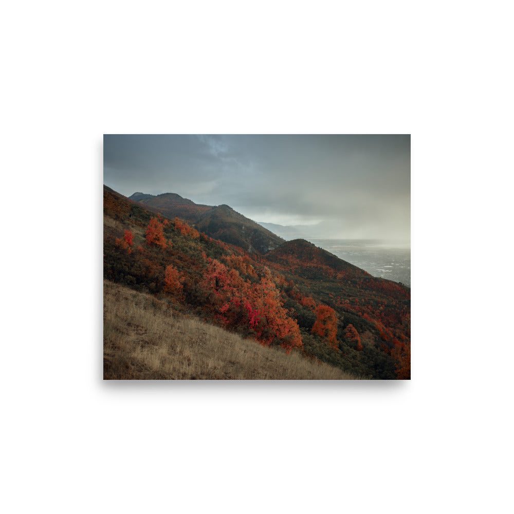 Fall mountain overlook with city below fine art photography print — BDH Photography