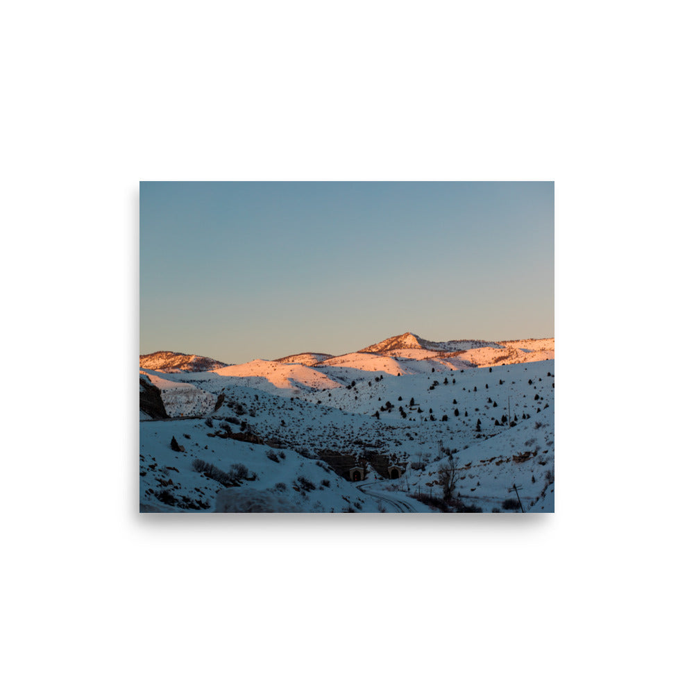 Alpenglow on snowy mountain peak fine art photography print — BDH Photography